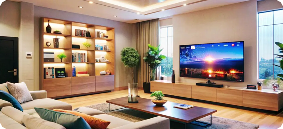 Modern living room with lighting